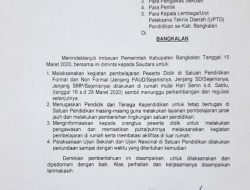 Edaran Disdik Bangkalan Liburkan Kegiatan Belajar Mengajar Siswa