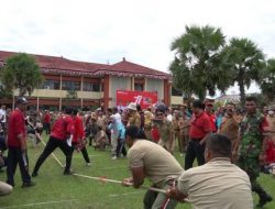 Meriahkan HUT RI Ke-77, Anggota Kodim 0827/Sumenep Ikut Lomba Tarik Tambang